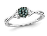 1/8 Carat (ctw) Blue Diamond Cluster Ring in Sterling Silver